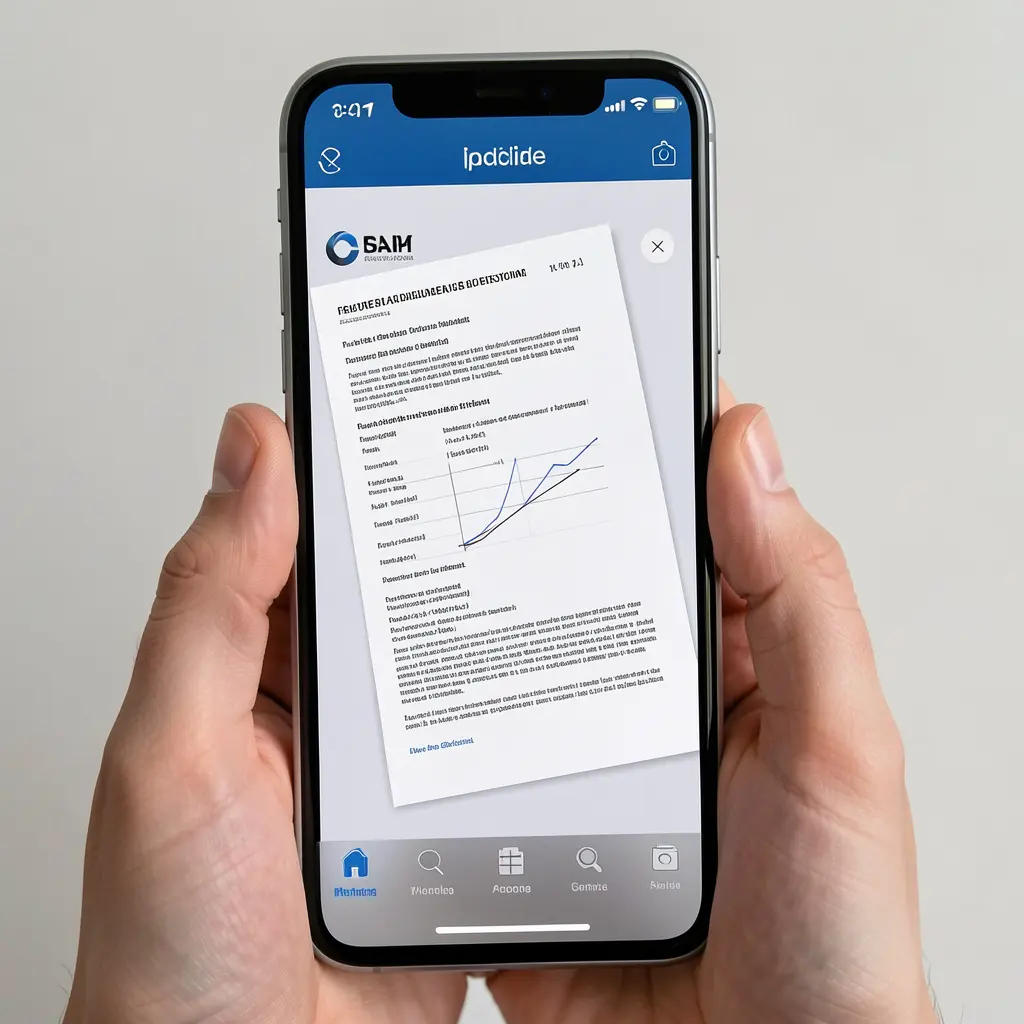 Professional document photo being processed on a smartphone screen
